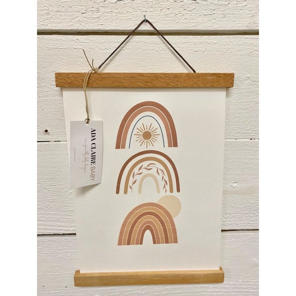 NWT Boho Triple Rainbow Nursery Alphabet Wall hanging Decor Magnetic Wood Frame
